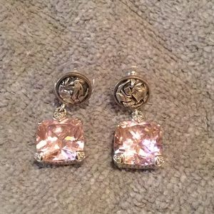 Pink and silver crystal earrings